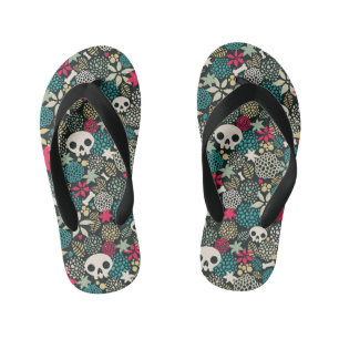 Schädel in Blume Kinderbadesandalen