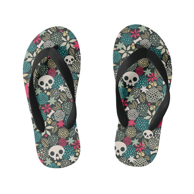 Schädel in Blume Kinderbadesandalen (Fußbett)