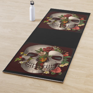 Schädel in Blume Yoga Mat Yogamatte