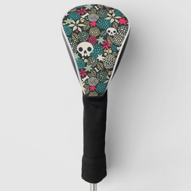 Schädel in den Blumen Golf Headcover (Vorderseite)