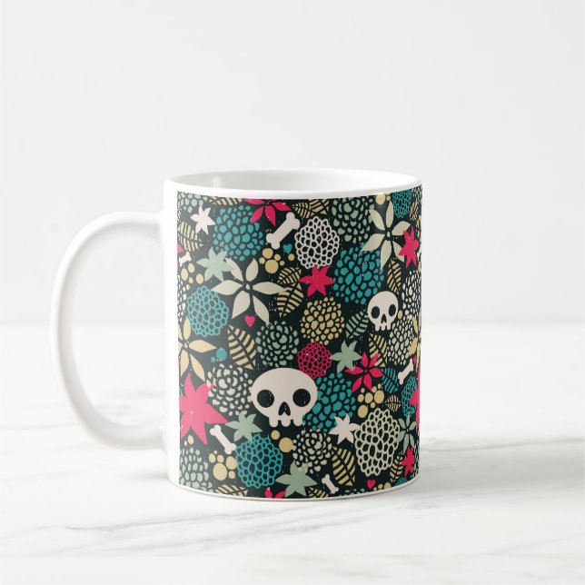 Schädel in den Blumen Kaffeetasse (Links)