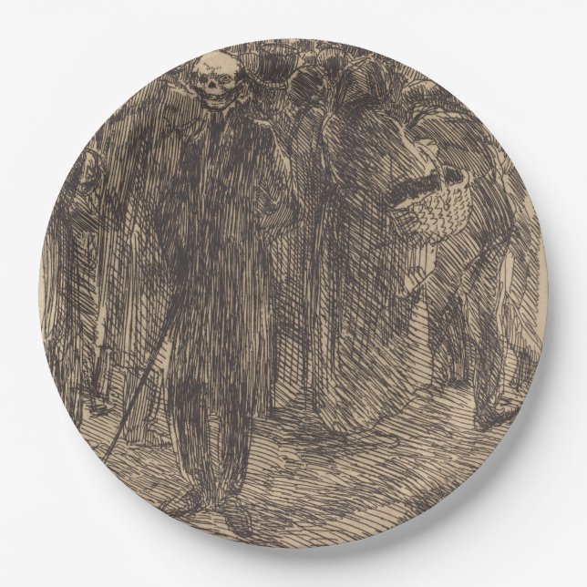 Schädel in der Menge (von Albert Besnard) Pappteller (Vorderseite)