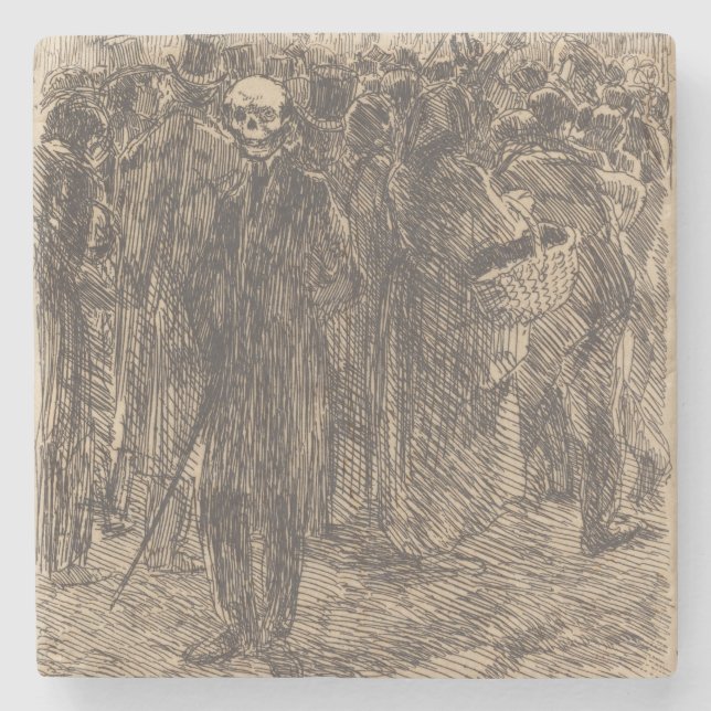 Schädel in der Menge (von Albert Besnard) Steinuntersetzer (Vorderseite)