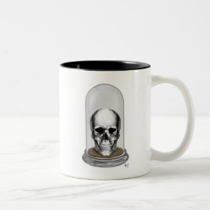 Schädel in Glasglocke 2 Zweifarbige Tasse