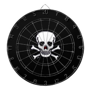 Schädel in Knochen, schwarze Dartboard Dartscheibe