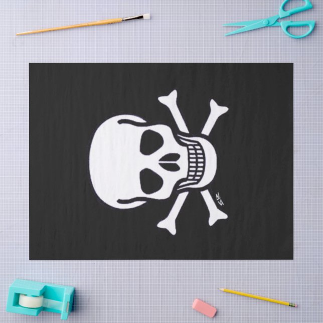 Schädel in Knochen, schwarzes Papiertaschpapier Seidenpapier (Basteln)