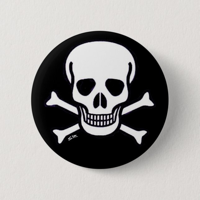 Schädel Knochen Großer Schädelknopf Button (Vorderseite)