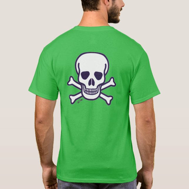 Schädel Knochen Männer grüner T - Shirt zurück (Rückseite)