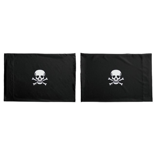 Schädel Knochen Schwarze Kissen Kissenbezug (Rückseite-Set)
