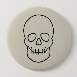 Schädel - Knochen weiß und schwarz Button