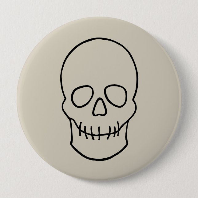 Schädel - Knochen weiß und schwarz Button (Vorderseite)