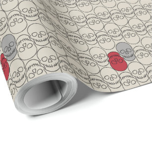 Schädel - Knochen weiß und schwarz Geschenkpapier
