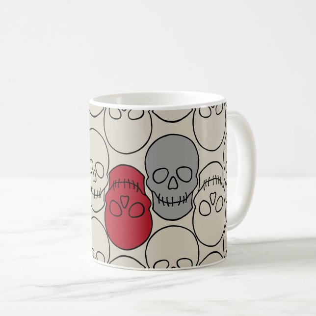 Schädel - Knochen weiß und schwarz Kaffeetasse (VorderseiteRechts)