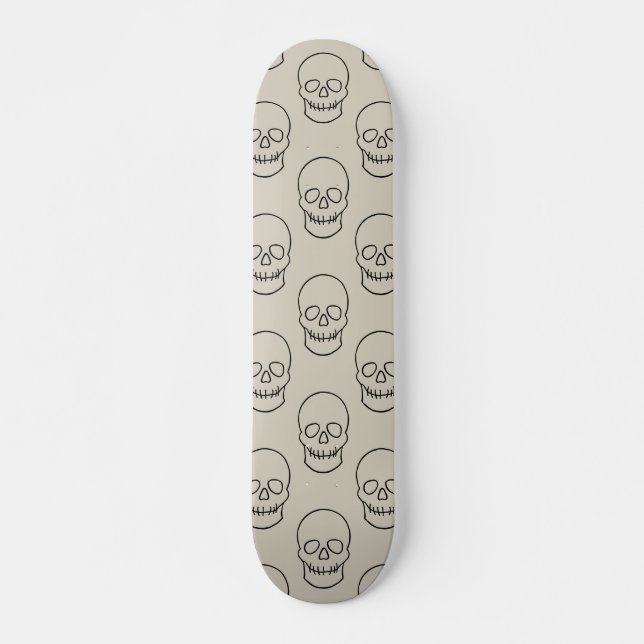 Schädel - Knochen weiß und schwarz Skateboard (Vorne)
