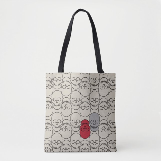 Schädel - Knochen weiß und schwarz Tasche (Vorderseite)