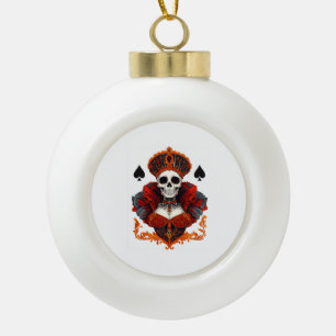 Schädel Königin der Pik Keramik Kugel-Ornament