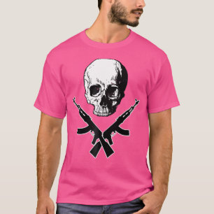 Schädel Kreuz Knochen Ak 47 gekreuzte Gewehre Pist T-Shirt