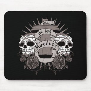 Schädel-Kreuz-Rosen Dia De Los Muertos Sugar Mousepad