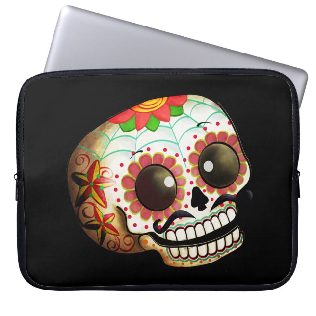 Schädel-Kunst Dia de Los Muertos Sugar Laptopschutzhülle (Vorderseite)