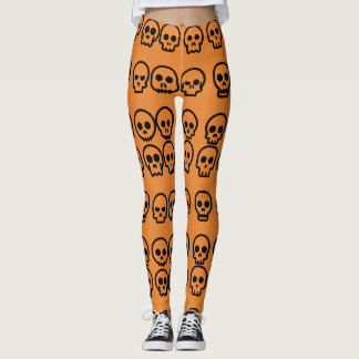 Schädel-Kürbis-Orangen-Muster Halloweens kleines Leggings