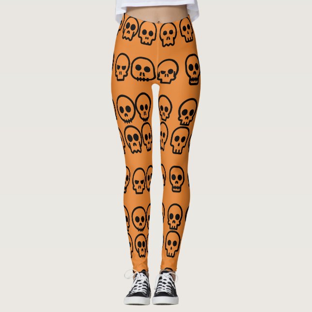 Schädel-Kürbis-Orangen-Muster Halloweens kleines Leggings (Vorderseite)