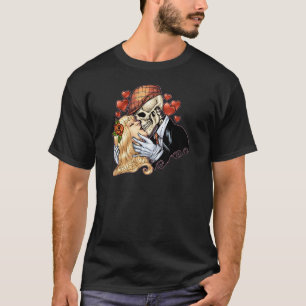 Schädel-Kuss mit Herzen und Rosen durch Al Rio T-Shirt