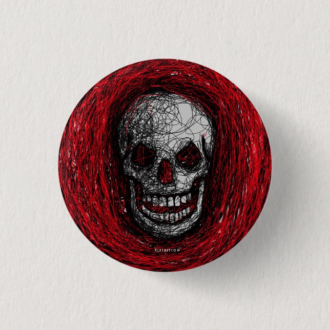 Schädel-Lächeln-Knopf-roter Kratzer Button (Vorderseite)