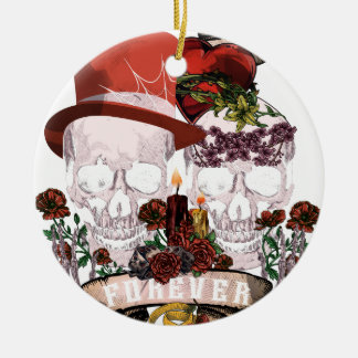 Schädel-Liebe-Heirat-Skelett-Paare Keramikornament