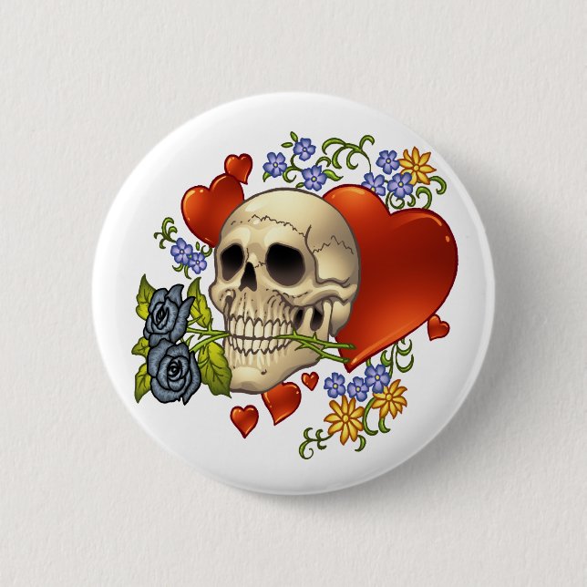 Schädel-Liebe - Schädel, Rosen und Herzen durch Al Button (Vorderseite)