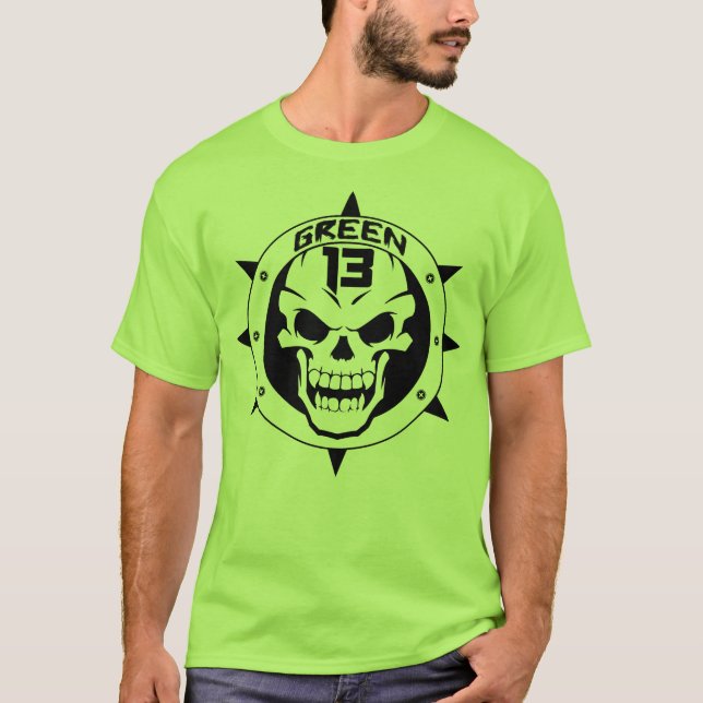 Schädel-Logo 2 mit Seiten versehen (Grün) T-Shirt (Vorderseite)