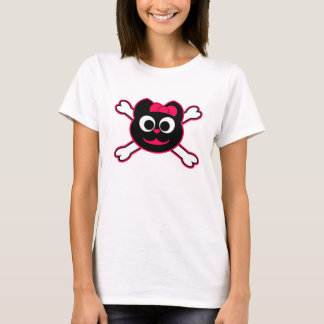 Schädel-Miezekatze-Rosa T-Shirt