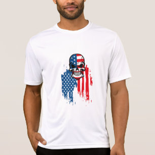 Schädel mit amerikanischer Flagge T-Shirt
