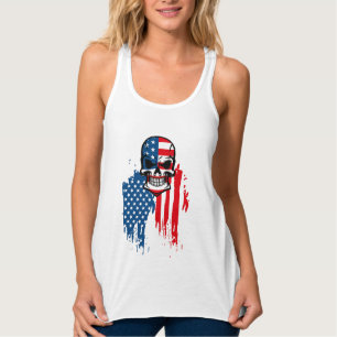 Schädel mit amerikanischer Flagge Tank Top