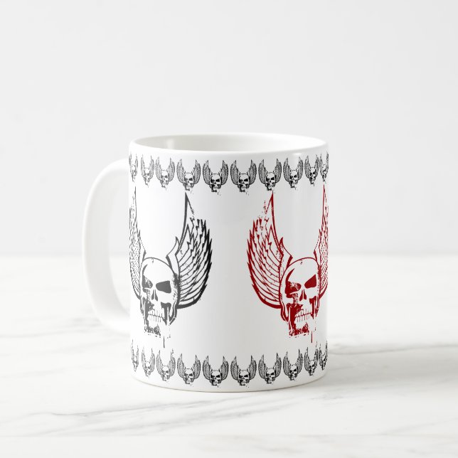 Schädel mit ätherischen Flügeln Kaffeetasse (Vorderseite Links)