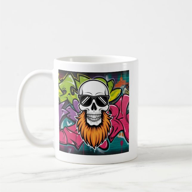 Schädel mit Bart-Tasse Kaffeetasse (Links)