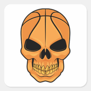 Schädel mit Basketballkopf Quadratischer Aufkleber