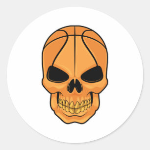 Schädel mit Basketballkopf Runder Aufkleber
