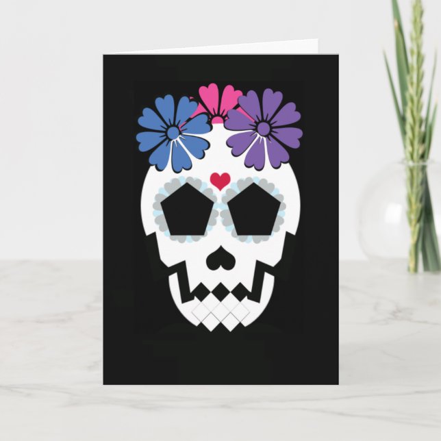 Schädel mit Blume Karte (Vorderseite)