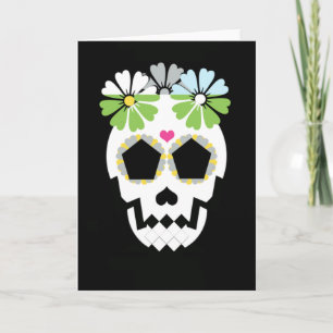 Schädel mit Blume Karte