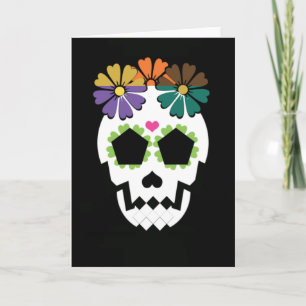 Schädel mit Blume Karte