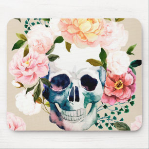 Schädel mit Blume, Pastellmousepad Mousepad