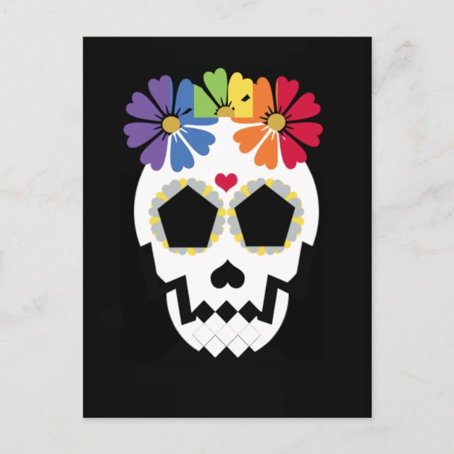 Schädel mit Blume Postkarte (Vorderseite)