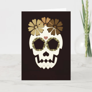 Schädel mit Blume Sepia Grußkarte Karte