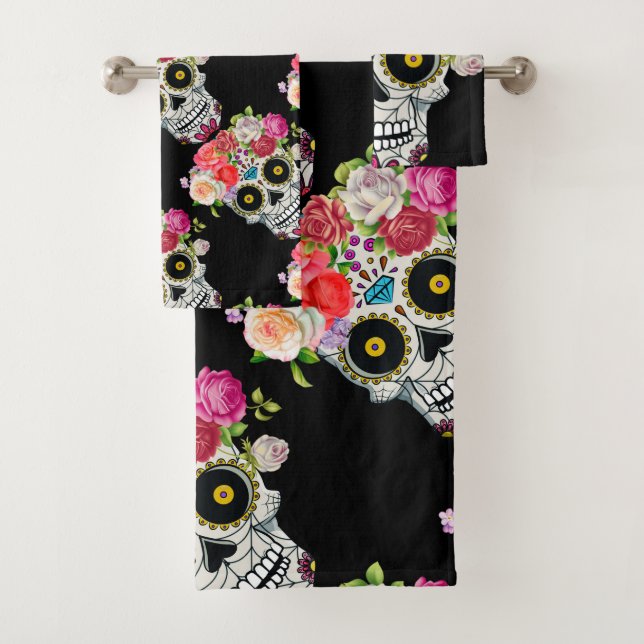 Schädel mit Blumen Badhandtuch Set (Insitu)