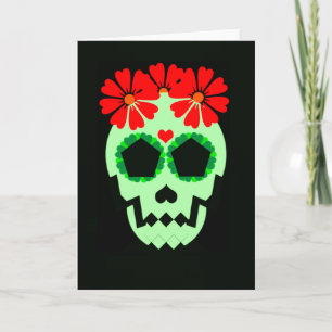Schädel mit Blumen-Gruß-Karte Karte