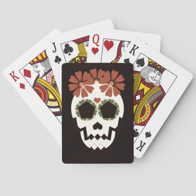 Schädel mit Blumen-Spielkarten Spielkarten (Rückseite)