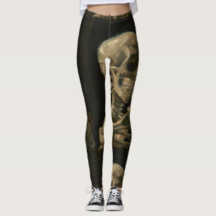 Schädel mit brennender Zigarette durch Van Gogh Leggings