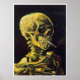 Schädel mit brennender Zigarette Poster