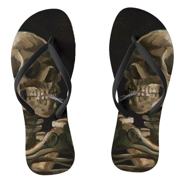 Schädel mit brennender Zigarette Vincent van Gogh  Flip Flops (Fußbett)