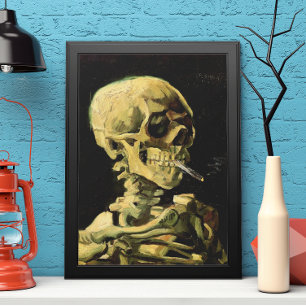 Schädel mit brennender Zigarette von Vincent van G Poster